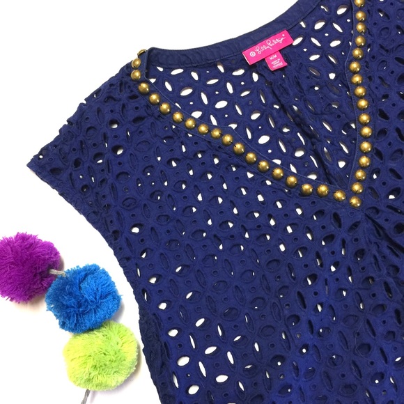 Lilly Pulitzer Tops - Lilly Pulitzer Blue Cut-Out Sleeveless V Neck Top